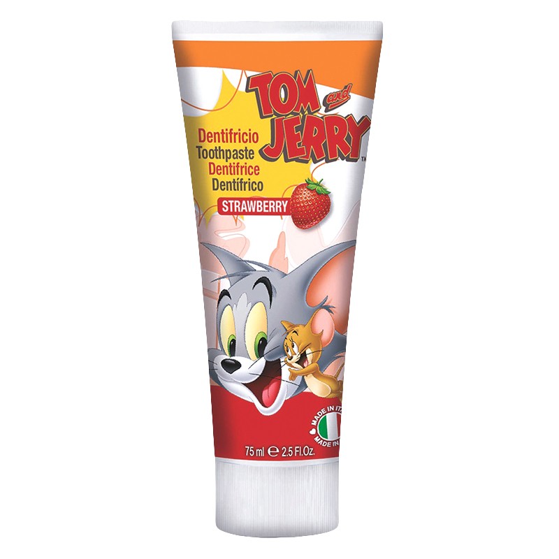 Pasta de Dinti Naturaverde Kids Tom & Jerry, cu Aroma de Capsuni, pentru Copii, 75 ml