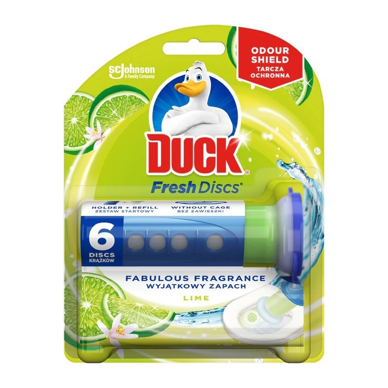 Odorizant Gel pentru Vasul Toaletei Duck Fresh Discs Lime, 6 Discuri