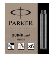 Cartus Parker Quink Mini, Negru Permanent, 6 buc