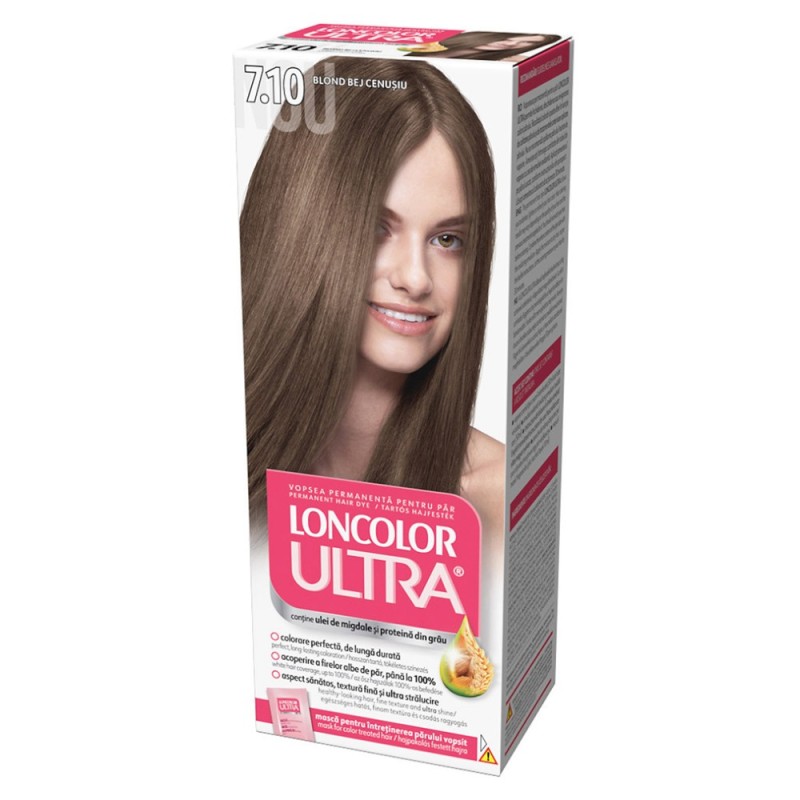 Vopsea de Par Permanenta Loncolor Ultra, 7.10 Blond Bej Cenusiu, 100 ml
