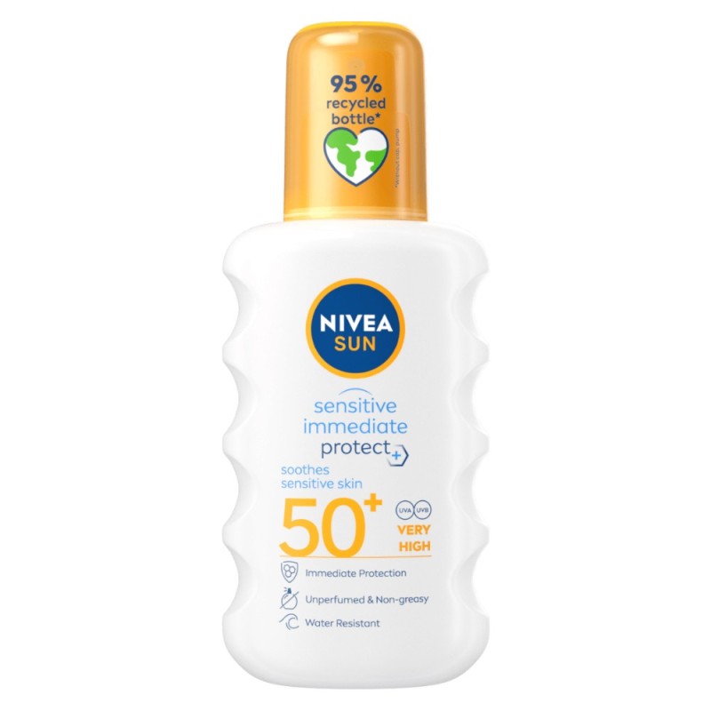 Spray de Protectie Solara Nivea Sun Sensitive Immediate Protect, SPF 50+, 200 ml