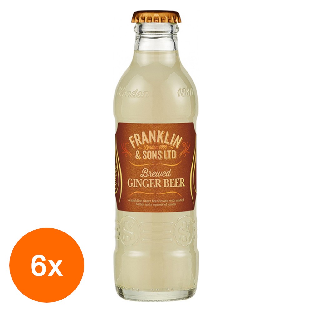 Bere cu Ghimbir fara Alcool, Ginger Beer, Franklin & Sons, 6 x 200 ml
