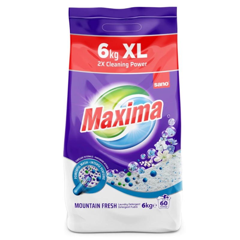 Detergent Pudra Sano Maxima Mountain Fresh, 60 Spalari, 6 Kg