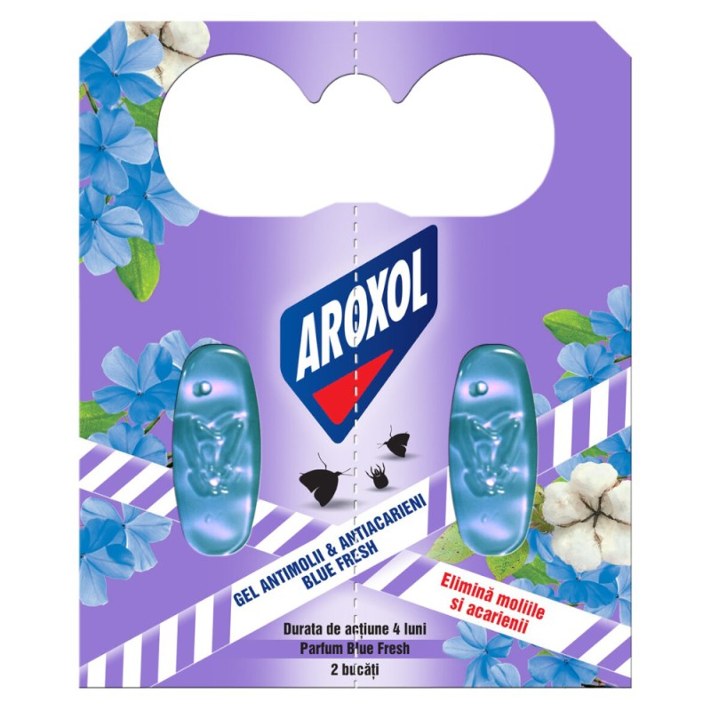 Gel Anti-Molii & Anti-Acarieni Aroxol Blue Fresh, 2 Bucati