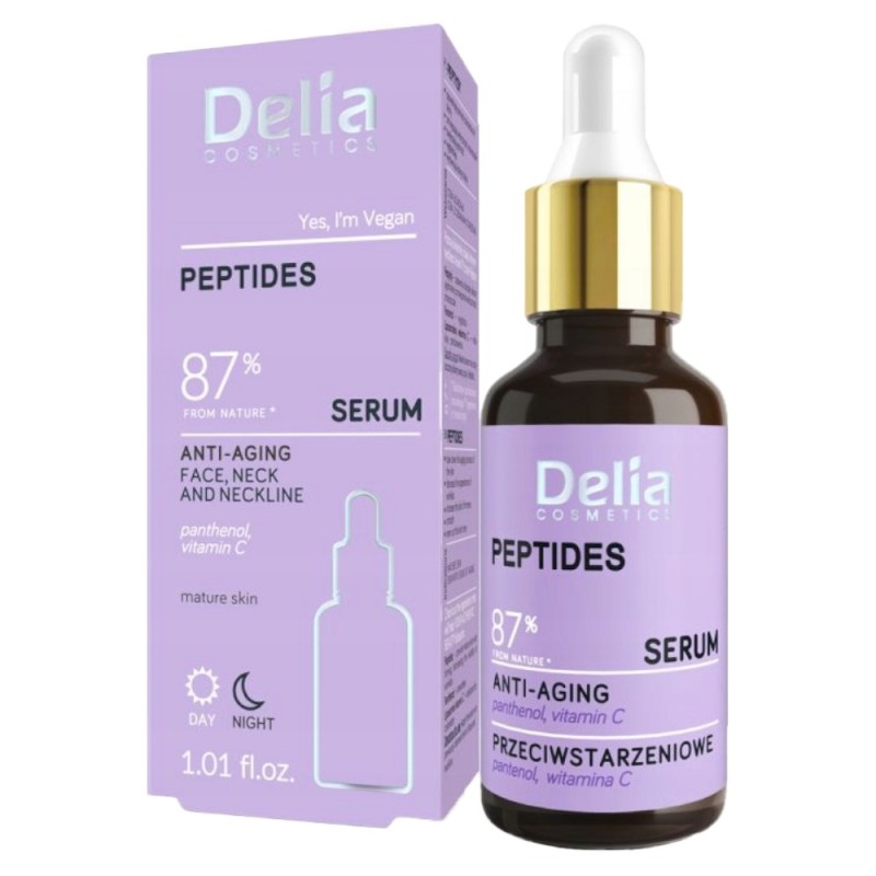 Ser Anti-Imbatranire pentru Fata si Decolteu Delia Cosmetics, cu Peptide, 30 ml
