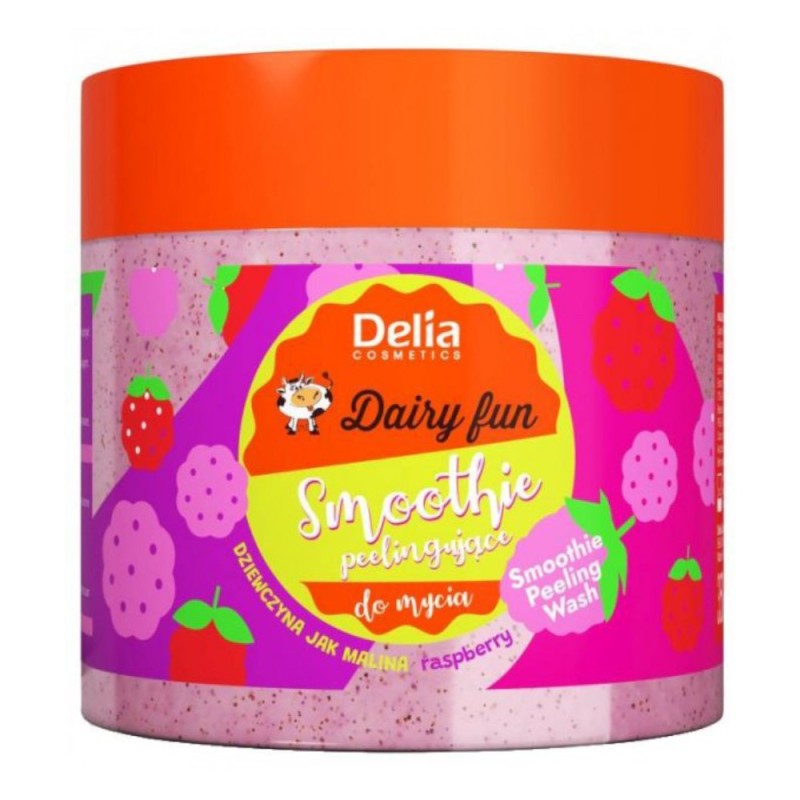 Gel de Dus Scrub Delia Cosmetics Dairy Fun Smoothie, cu Zmeura, 350 ml