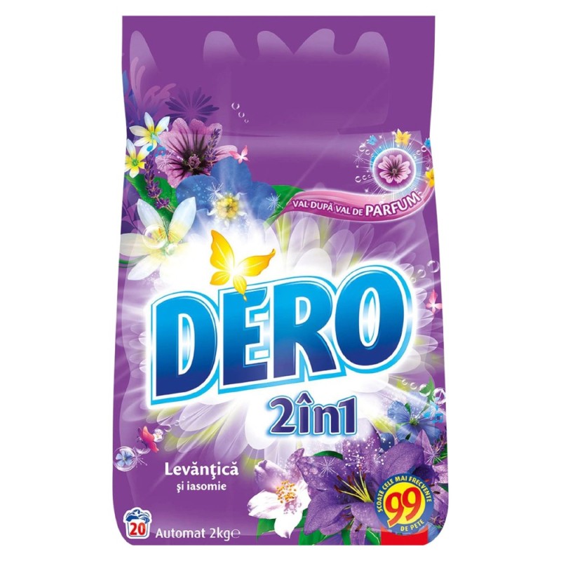 Detergent de Rufe Automat Dero 2 in 1, cu Levantica, 20 Spalari, 2 kg