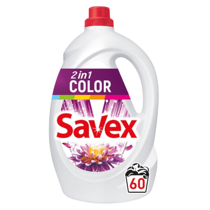 Detergent Lichid Savex 2 in1 Color, 60 Spalari, 3.3 l
