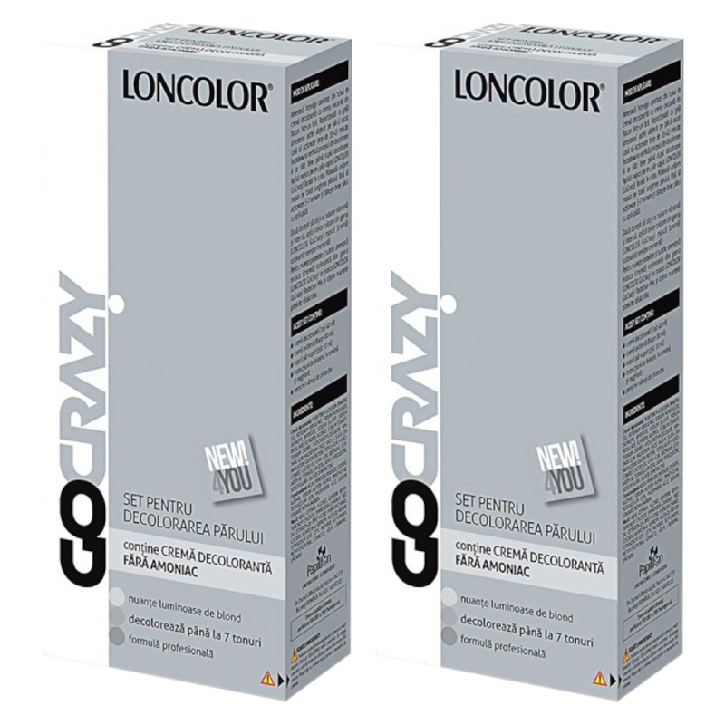 Pachet Promo: 2 x Crema de Par Decoloranta fara Amoniac Loncolor GoCrazy, 120 ml