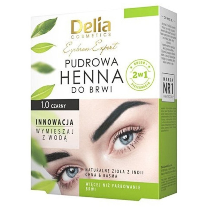Vopsea pentru Sprancene Pudra Delia Eyebrow Expert Henna, 1.0 Negru, 4 g