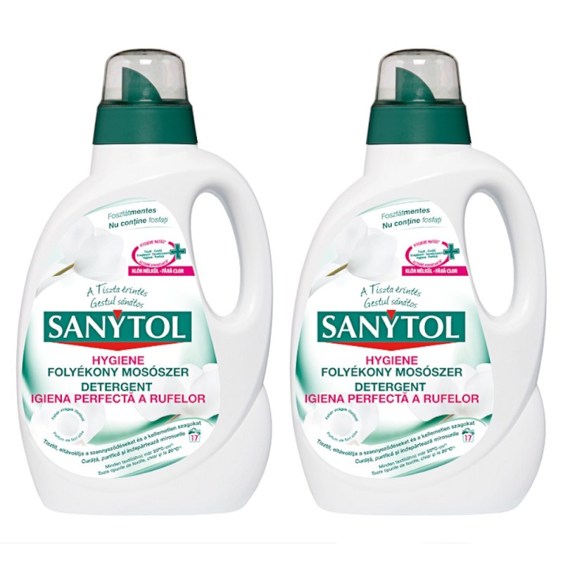 Pachet 2 x Detergent Automat Sanytol Hygiene Igiena Perfecta a Rufelor 1.65 l