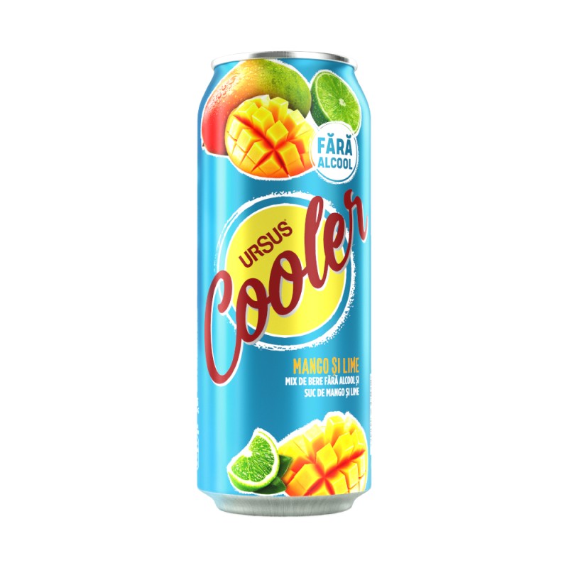 Bere fara Alcool cu Mango si Lime Ursus Cooler, Doza, 0.5 l