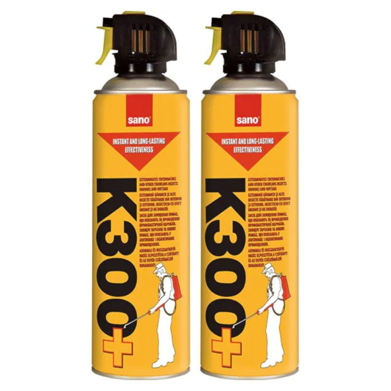Pachet 2 x Spray Insecticid cu Aerosol Sano Impotriva Insectelor Taratoare K300+, 400 ml