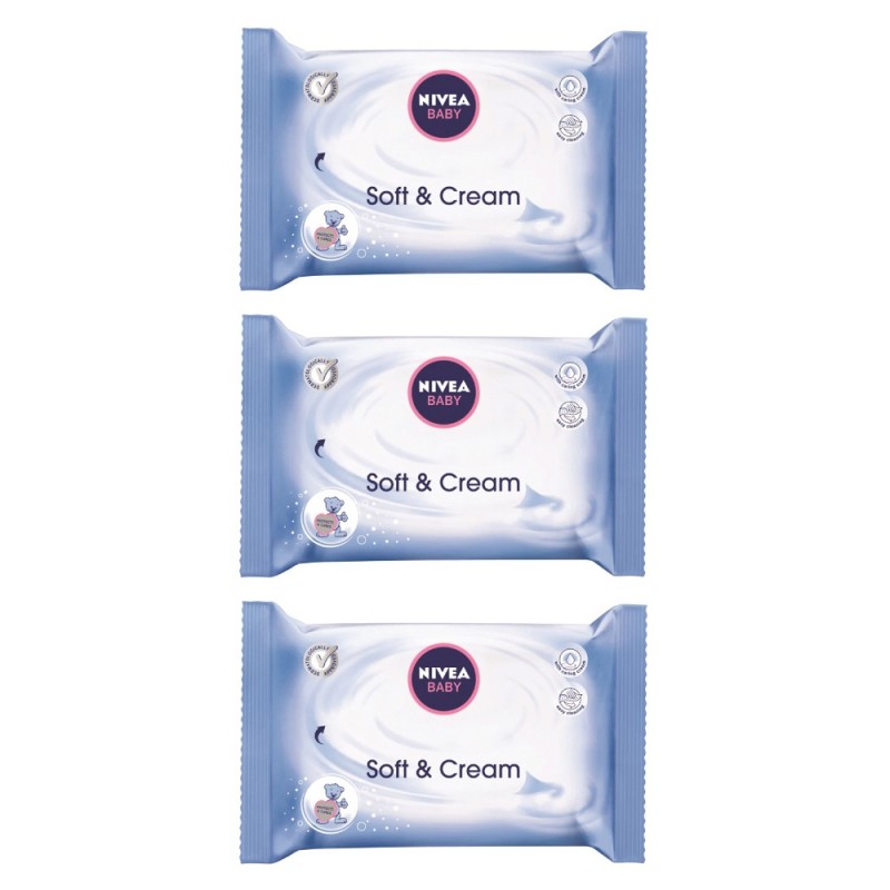 Pachet 3 x 63 Servetele Umede Nivea Baby Soft & Cream