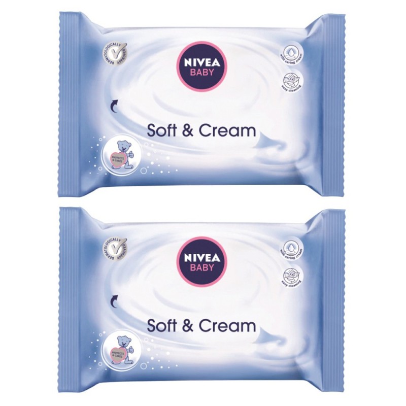 Pachet 2 x 63 Servetele Umede Nivea Baby Soft & Cream