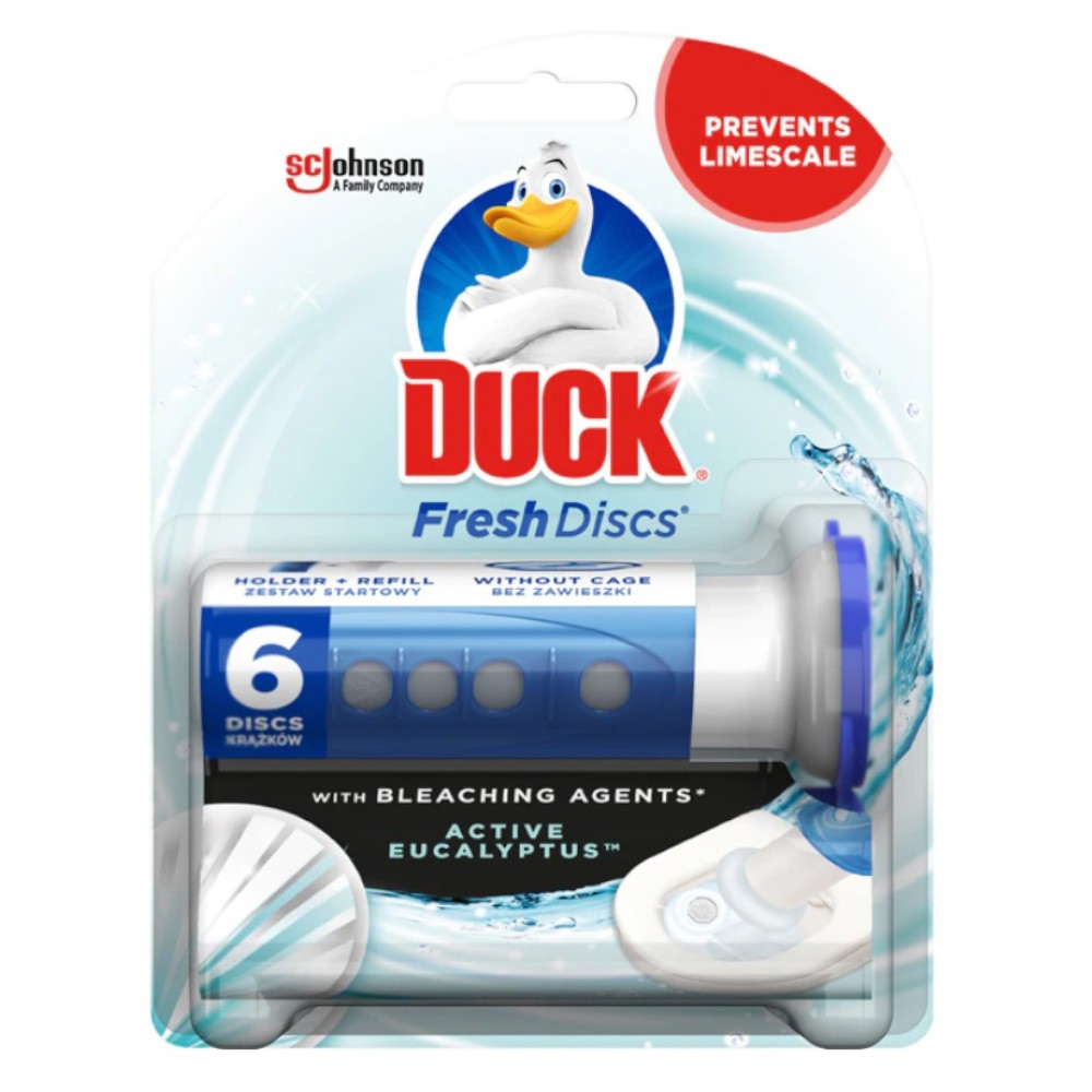 Odorizant Toaleta Aparat cu Gel Fresh Discs Eucalipt Duck, 6 Discuri x 36 ml