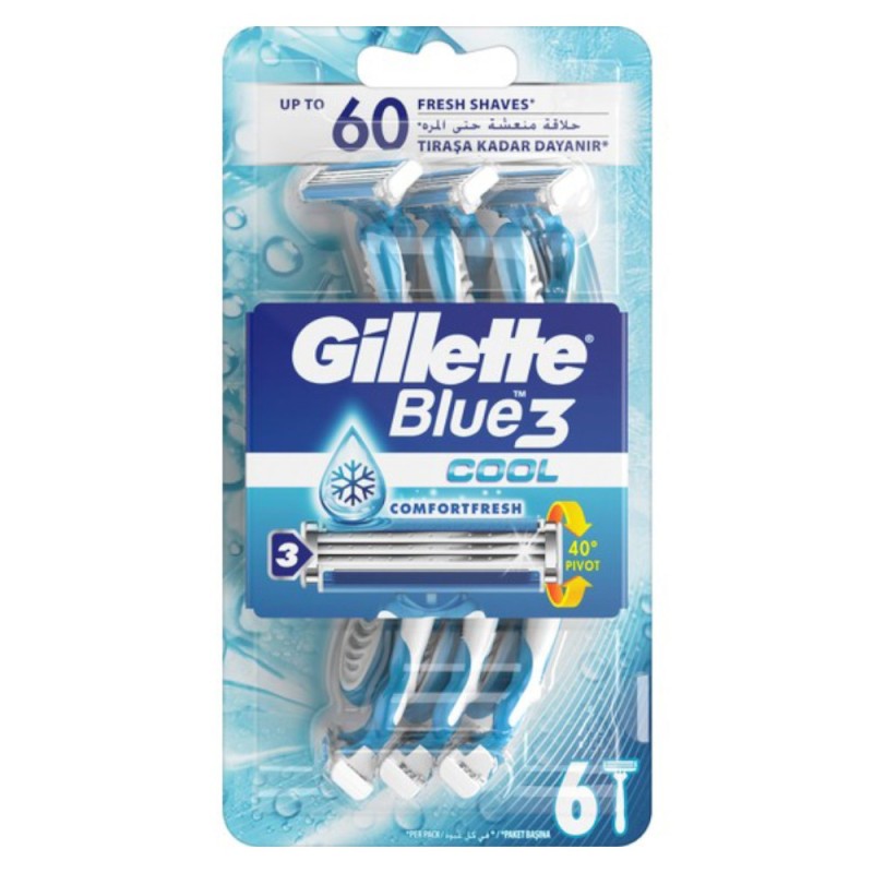 Aparat de Ras de Unica Folosinta Gillette Blue 3 Cool Comfort Fresh, 3 Lame, 6 Bucati