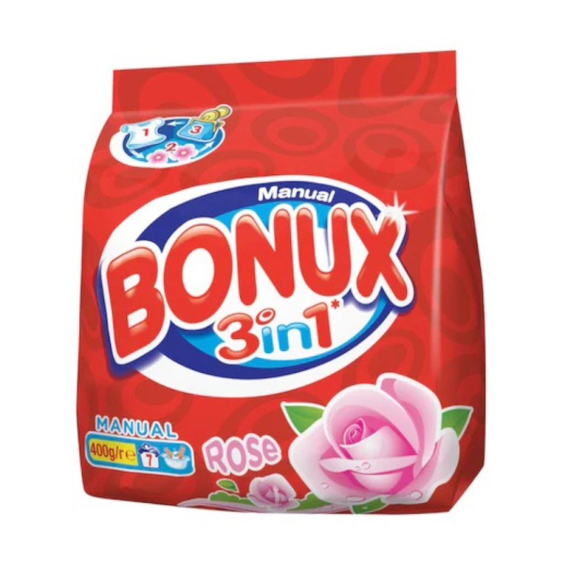 Detergent Manual Bonux 3 in 1 Color Rose, Trandafiri, 7 Spalari, 400 g