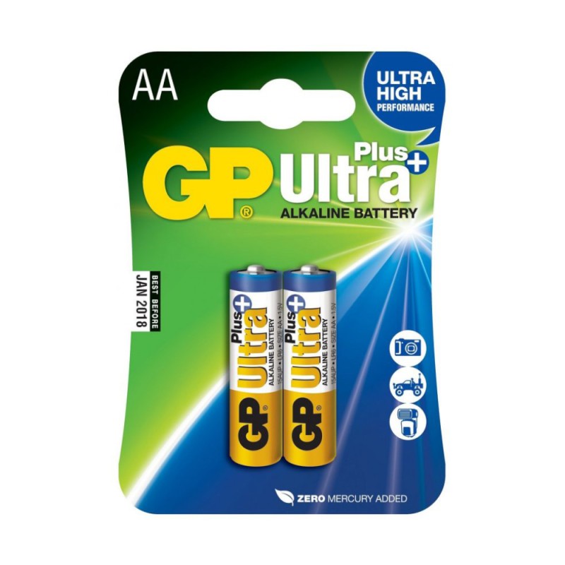 Set Baterii Alcaline Ultra Plus GP AA R6, 2 Bucati