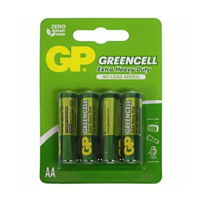 Set Baterii Zinc Carbon AA R6, GP Greencell, 1.5 V, 4 Bucati
