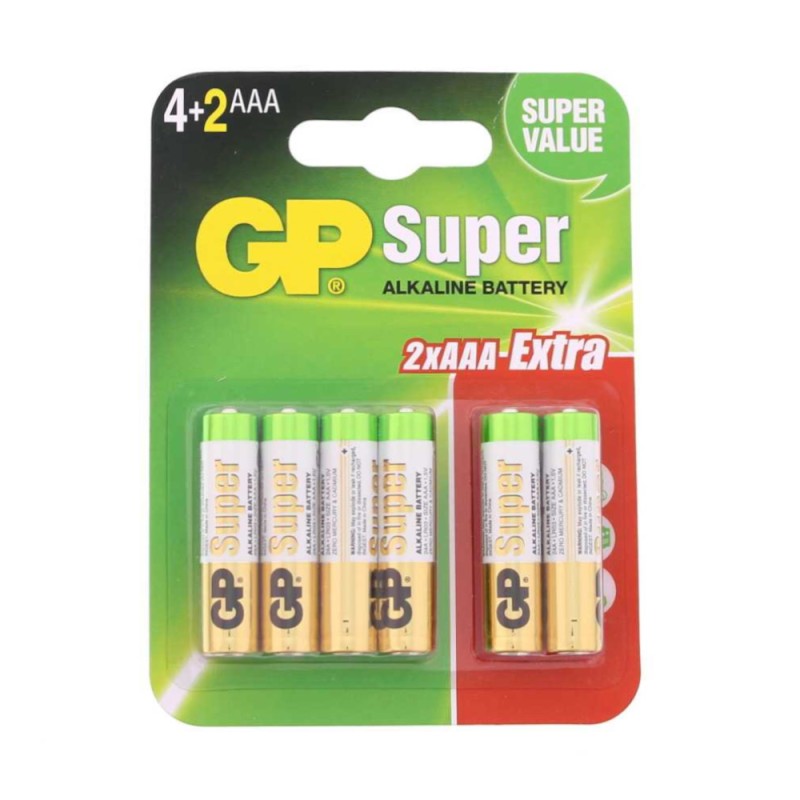 Set Baterii Alcaline AAA R3, GP Super, 6 Bucati