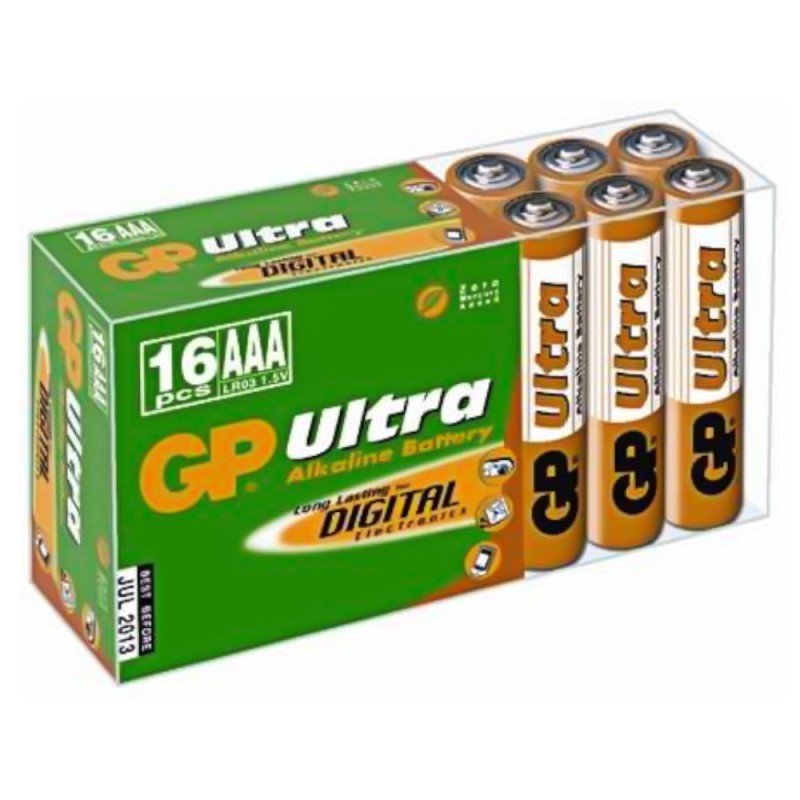 Set Baterii Alcaline AAA R3, GP Ultra, Cutie, 16 Bucati