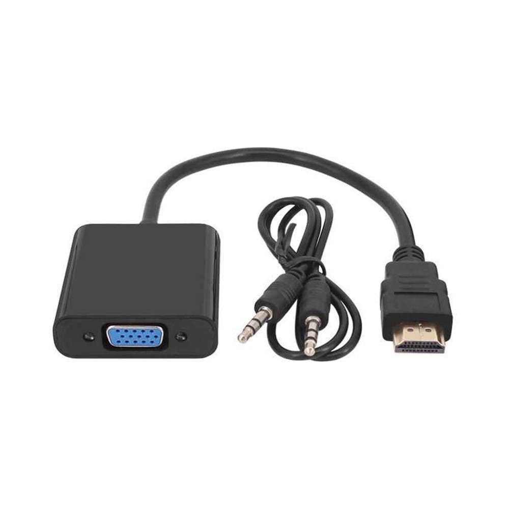 Adaptor HDMI Tata la VGA Mama cu Cablu Audio Jack, Negru, Well