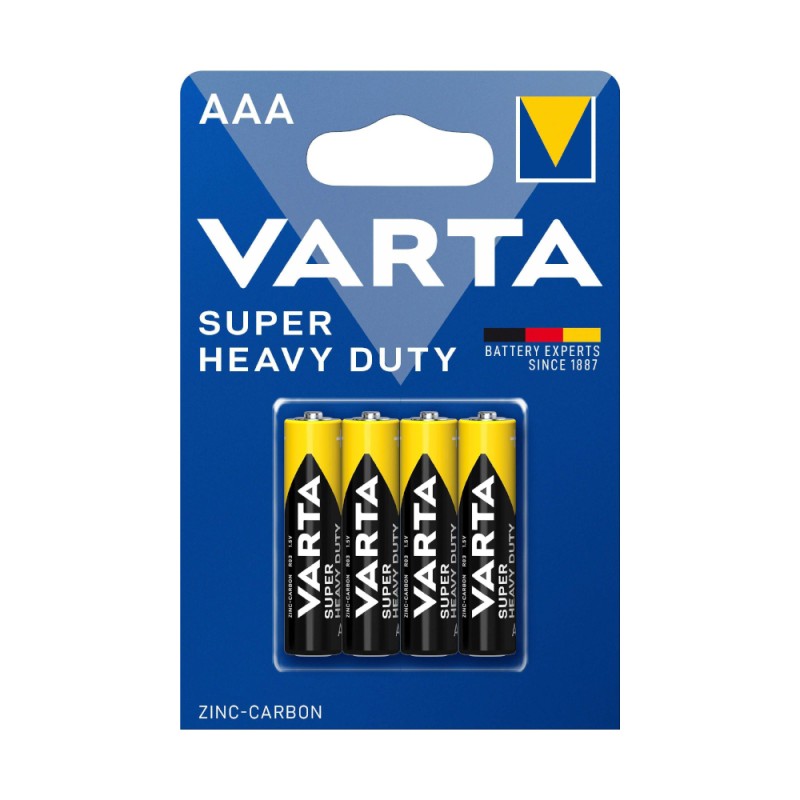 Set Baterii Zinc Carbon AAA R3, Varta Super Heavy Duty, 4 Bucati