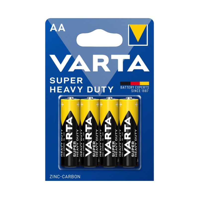 Set Baterii Zinc Carbon AA R6, Varta Super Heavy Duty, 4 Bucati