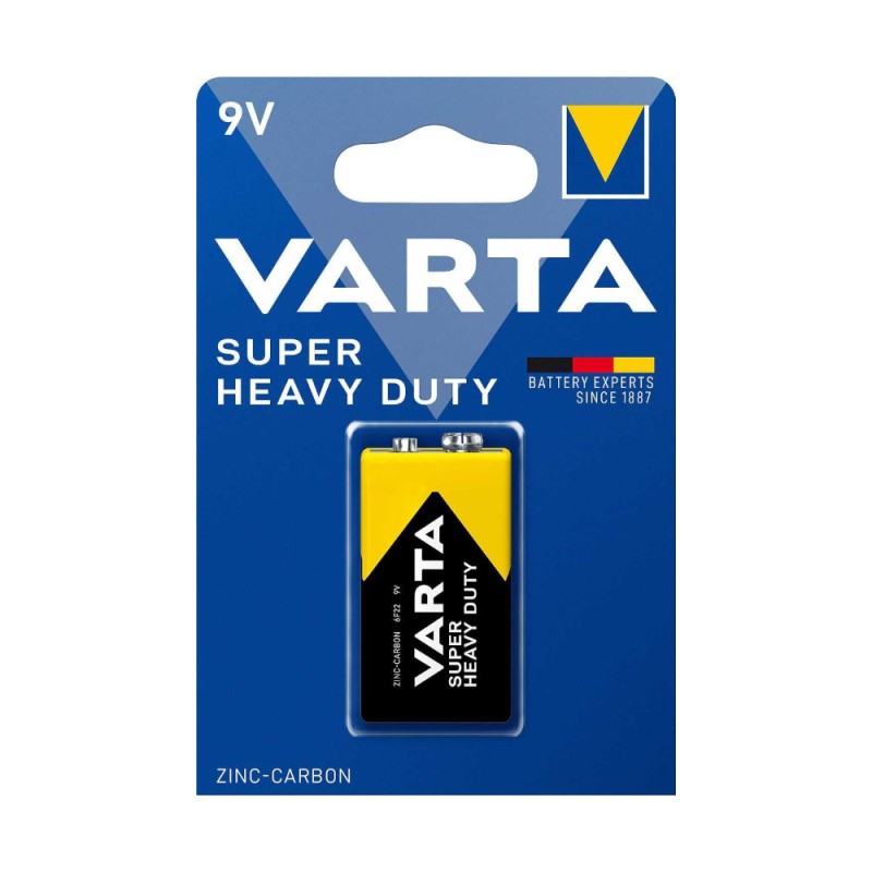 Baterie Zinc Carbon 6F22 Varta Super Heavy Duty, 9 V