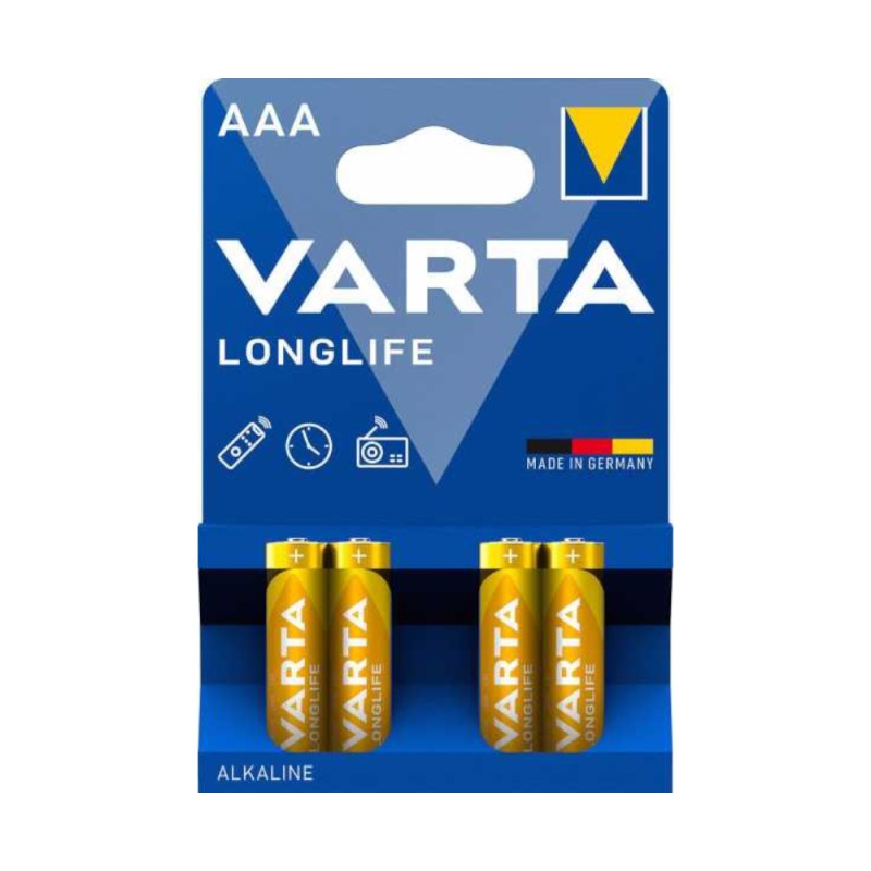 Set Baterii Alcaline AAA R3 Varta Longlife, 4 Bucati