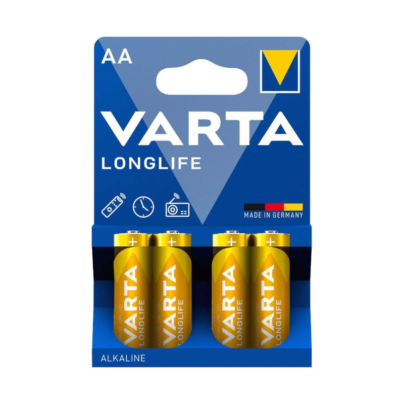 Set Baterii Alcaline AA R6 Varta Longlife, 4 Bucati