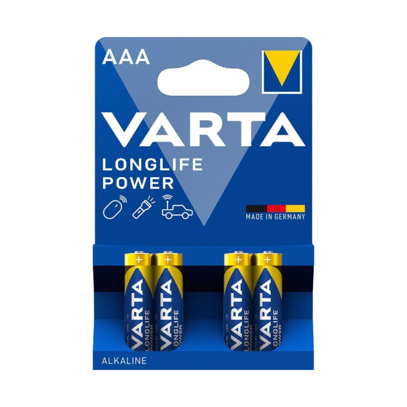 Set Baterii Alcaline AAA R3 Varta Longlife Power, 4 Bucati