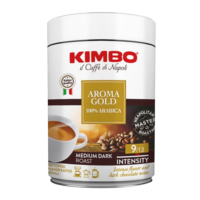 Cafea Macinata Kimbo Aroma Gold 100% Arabica, Cutie Metal, 250 g