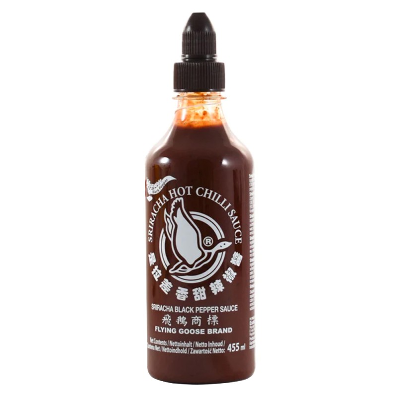 Sos Sriracha Black Pepper Flying Goose, Piper Negru, 455 ml
