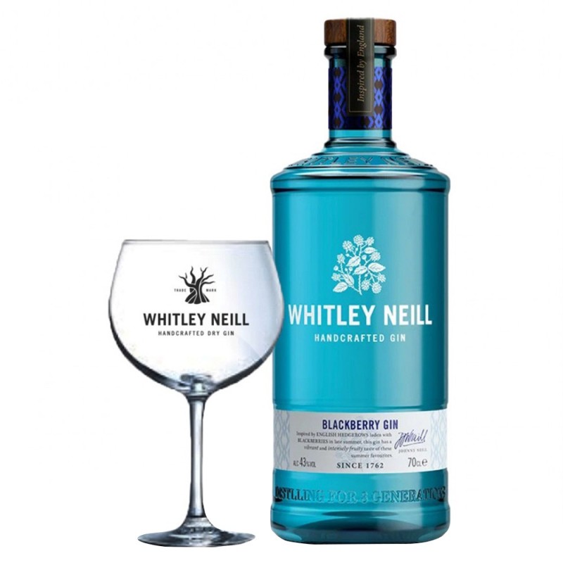 Pachet Gin cu Mure Whitley Neill 43% Alcool, 0.7 l si Copa Glass