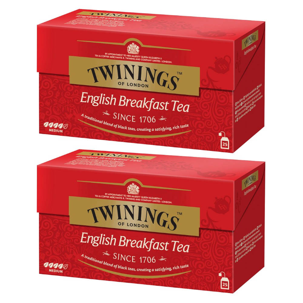 Set 2 x 25 Pliculete Ceai Twinings Negru English Breakfast