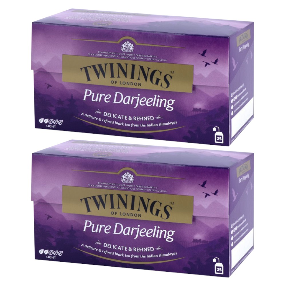 Set Ceai Twinings Negru Pure Darjeeling, 2 Pachete x 25 Pliculete