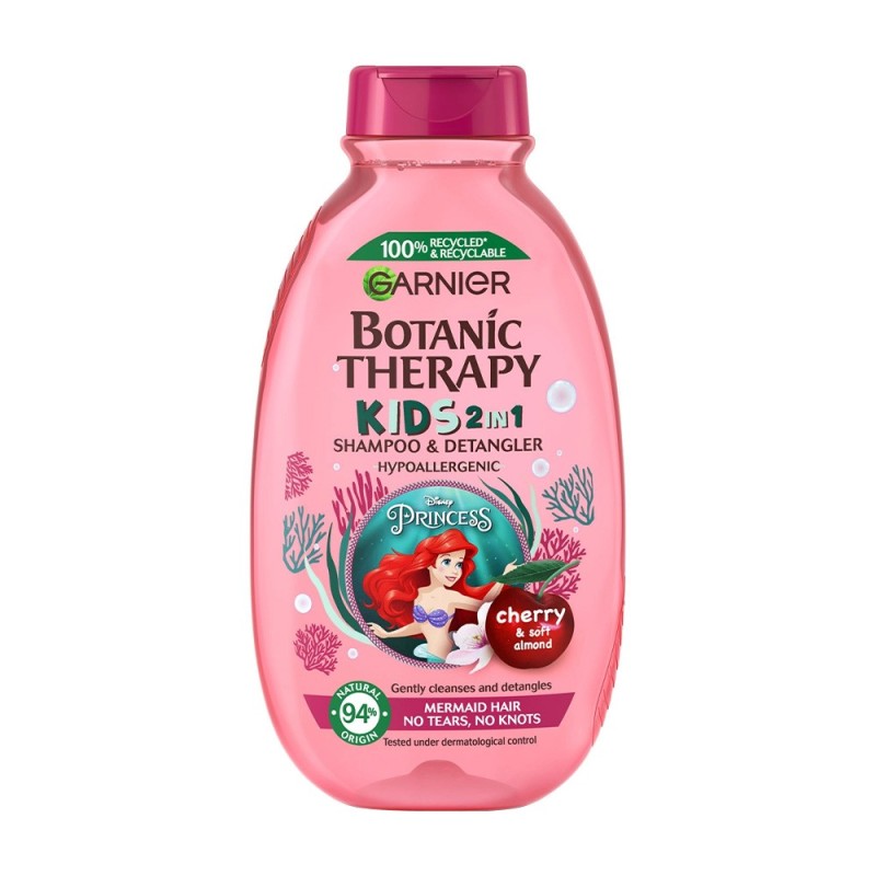 Sampon 2in1 pentru Copii Garnier Botanic Therapy Kids Disney Princess, cu Extract de Cirese si Ulei de Migdale, 250 ml