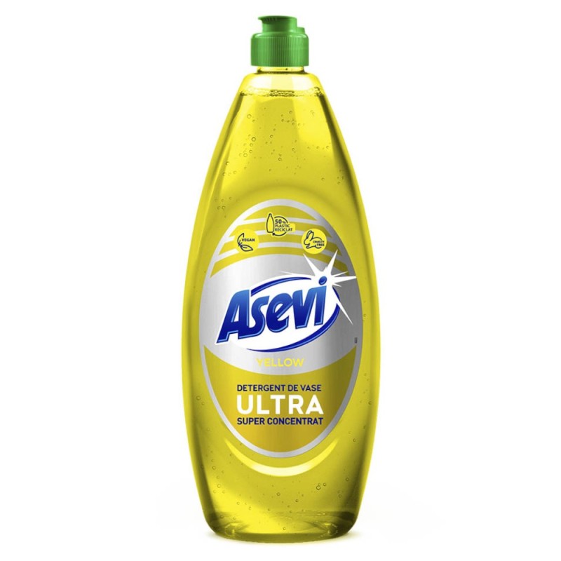 Detergent de Vase Asevi Yellow, Ultra Super Concentrat, 650 ml