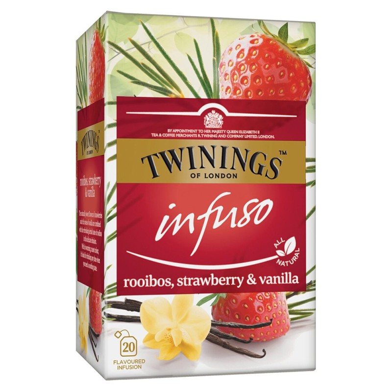Ceai Twinings - Infuzie Rooibos, Capsuni si Vanilie, 20 Pliculete, 40 g