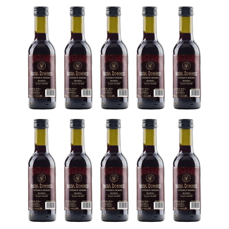 Set Vin Beciul Domnesc Feteasca Neagra, Rosu Demidulce, 10 Sticle x 0.187 l