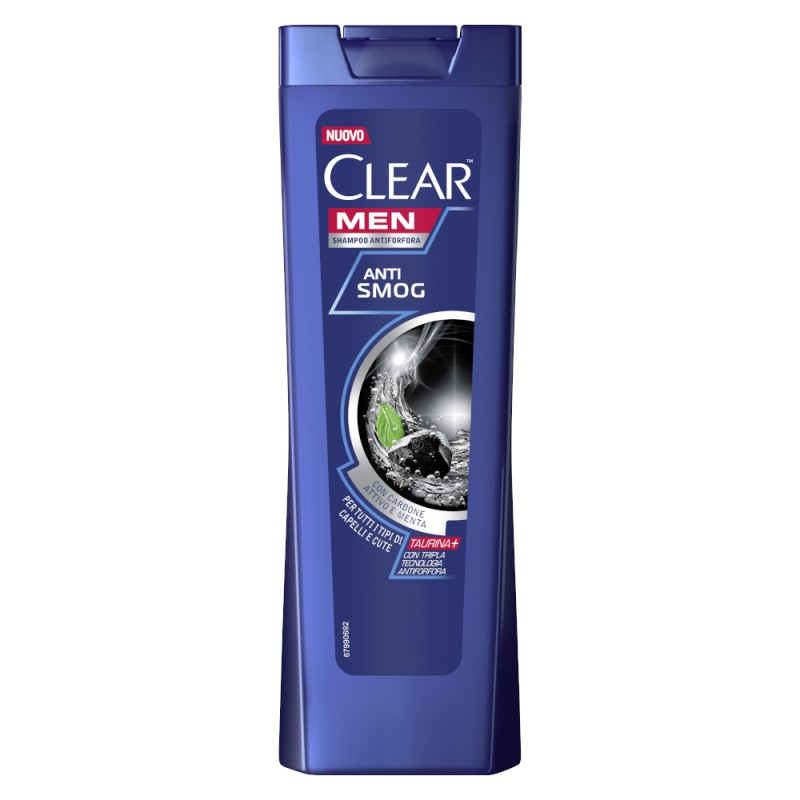 Sampon Anti-matreata Clear Men Anti Smog/ Deep Clean, cu Carbune Activ si Menta, 225 ml