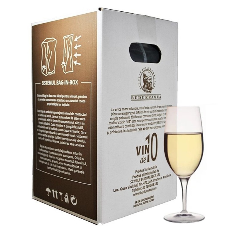 Vin Budureasca Clasic Sauvignon Blanc, Bag-in-Box, Alb, Demisec, 10 l