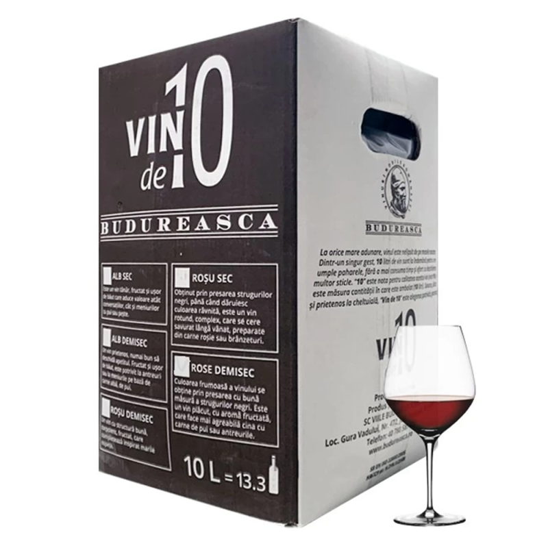 Vin Budureasca Clasic Cabernet Sauvignon, Bag in Box, Rosu, Sec, 10 l