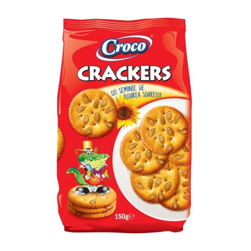 Biscuiti cu Seminte de Floarea Soarelui Croco Crackers, 150 g