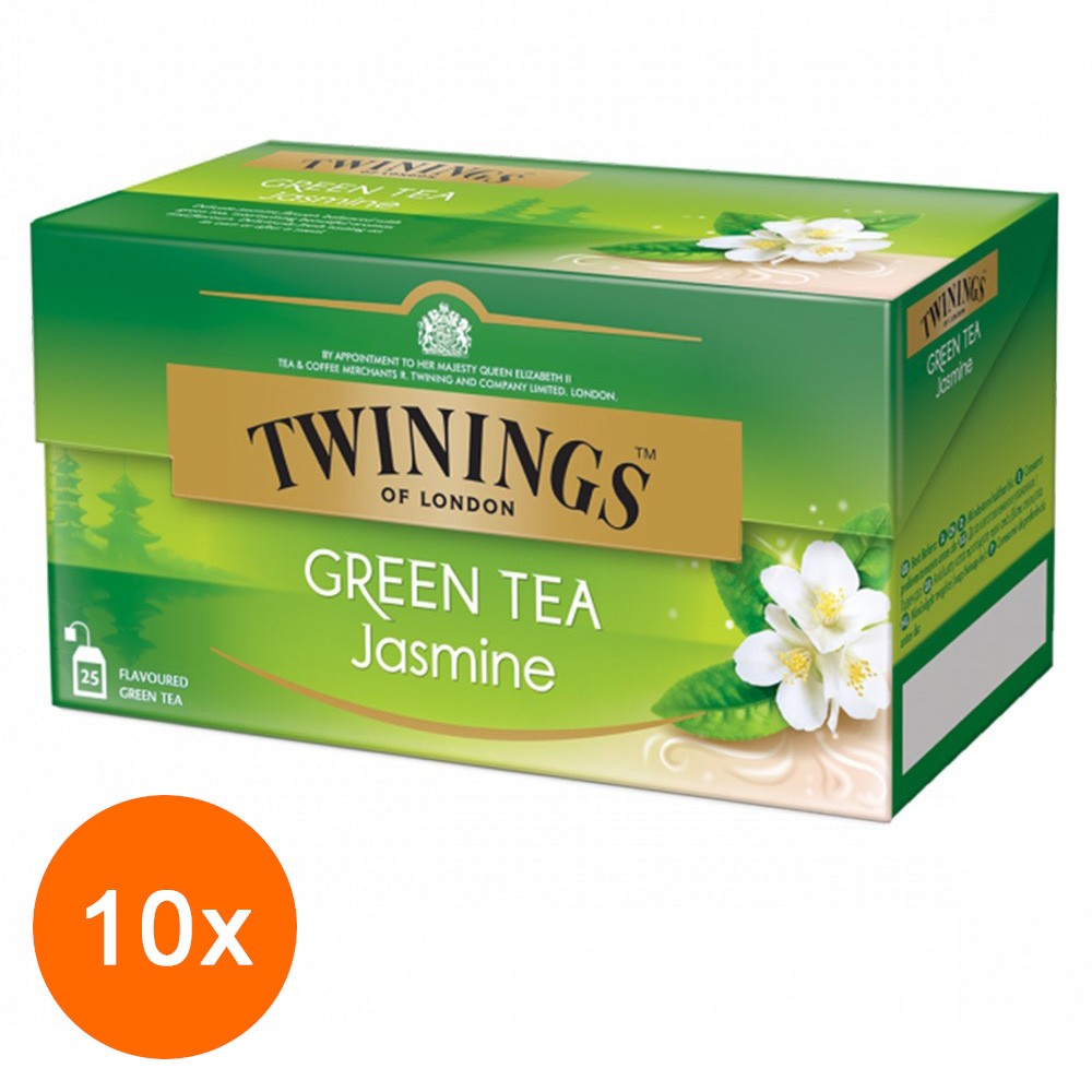 Set Ceai Verde cu Aroma Iasomie Twinings, 10 Pachete x 25 Pliculete