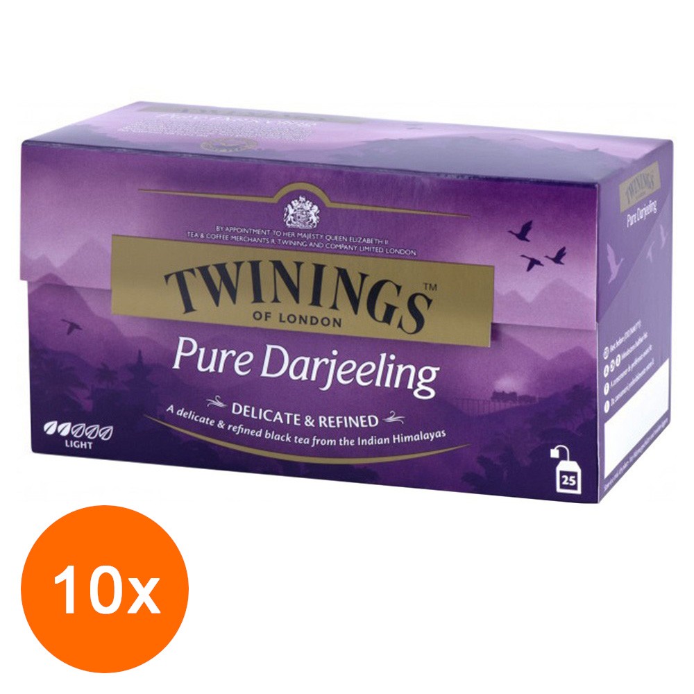 Set Ceai Negru Pure Darjeeling Twinings, 10 Pachete x 25 Pliculete