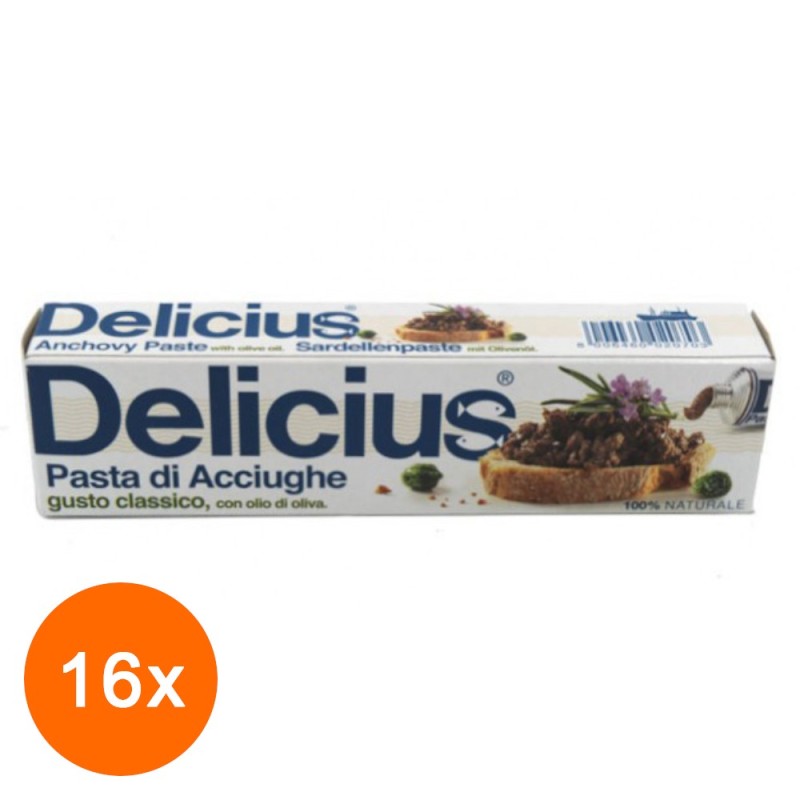 Set 16 x Pasta de Ansoa in Ulei de Masline Delicius, 60 g