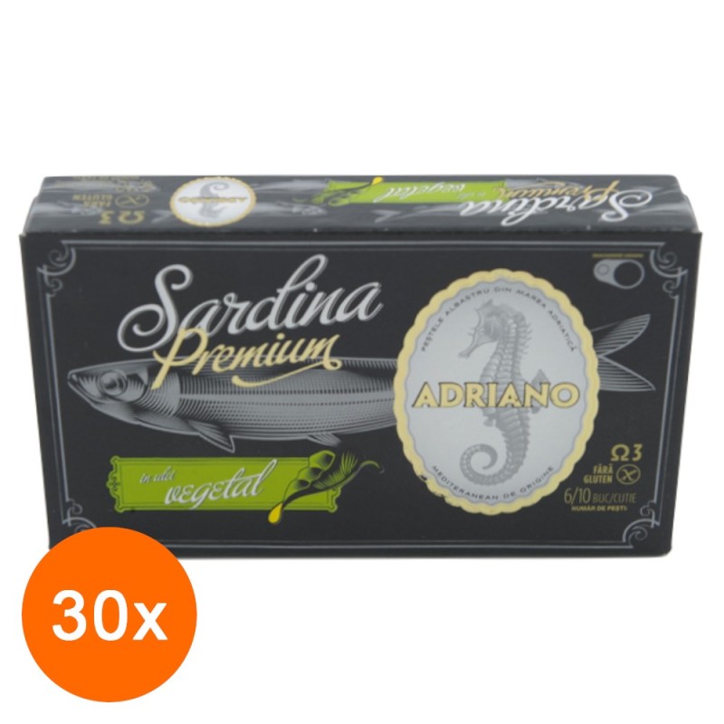 Set 30 x Sardine Premium in Ulei Vegetal Adriano, 90 g